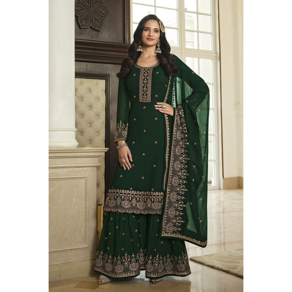 Green colour clearance party wear suit