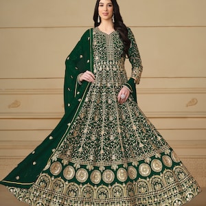 Designer Anarkali Suits for Women, Designer Salwar Kameez, Pakistani Reception Wedding wear Dress, Floral Touch Gown, Ramzan Eid Outfit image 2