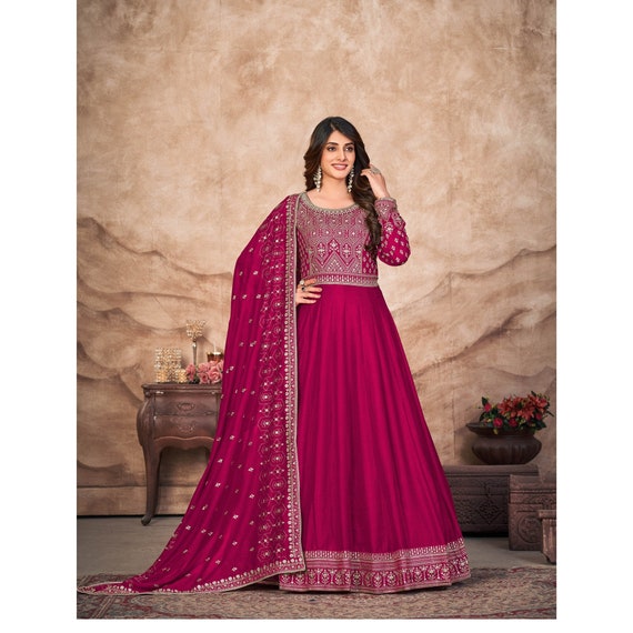 Buy Pink Art Silk Bandhani Gown Party Wear Online at Best Price | Cbazaar