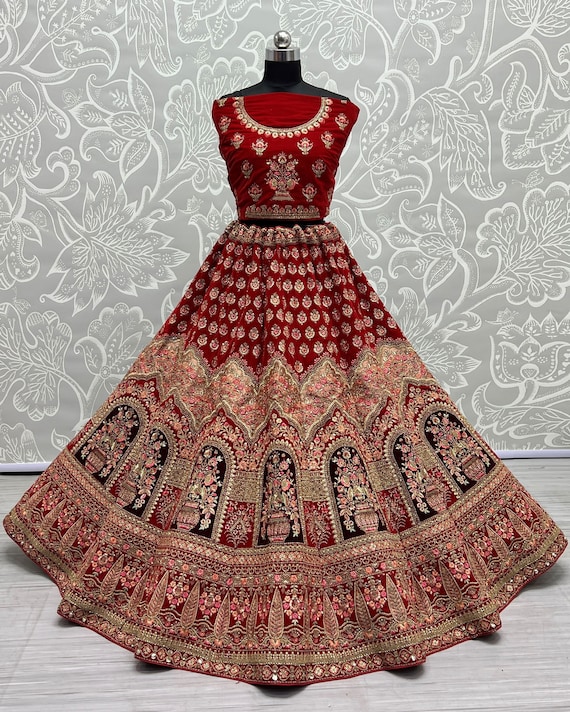 Lehenga Choli : Rama georgette heavy embroidered wedding ...