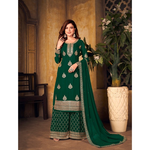 Green sharara best sale suits