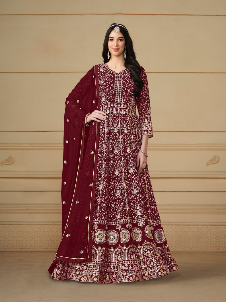 Designer Anarkali Suits for Women, Designer Salwar Kameez, Pakistani Reception Wedding wear Dress, Floral Touch Gown, Ramzan Eid Outfit OPTION - 4
