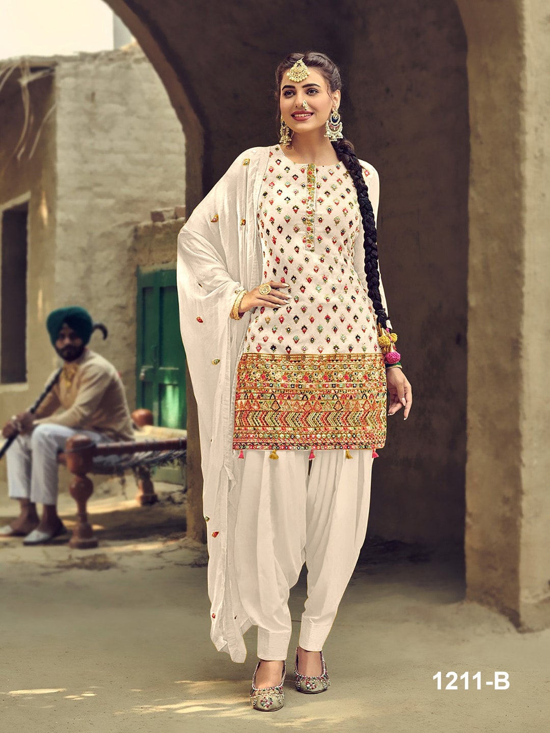 Buy White Punjabi Patiyala Dress Ready to Wear Indian Outfit ...
