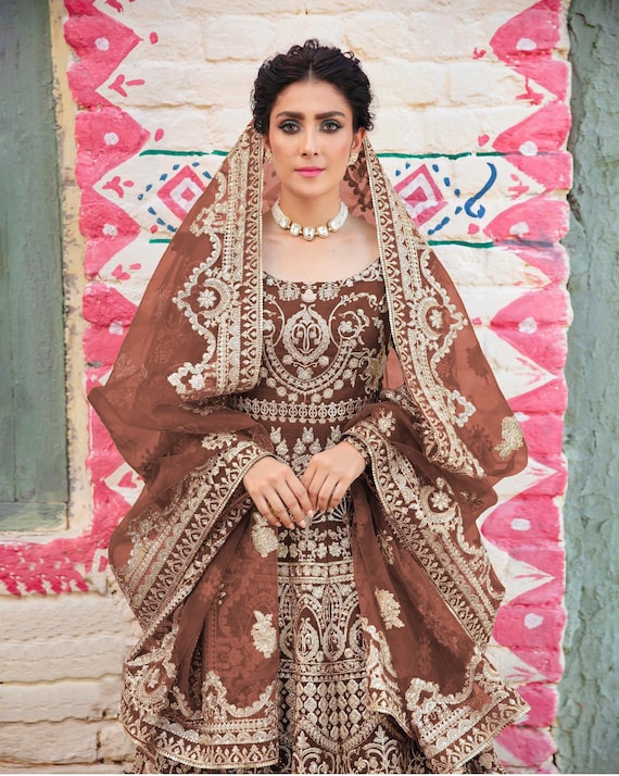 Pakistani Indian Luxury Bridal Wear Designer Bunto Kazmi Hyderabadi Khada  Dupatta Dresses Online