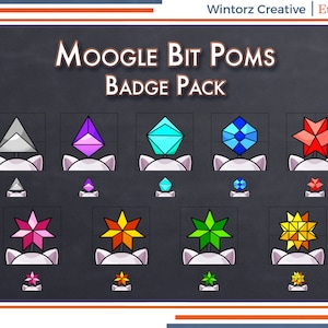 Twitch Badges: Moogle Bit Pom Badges Set
