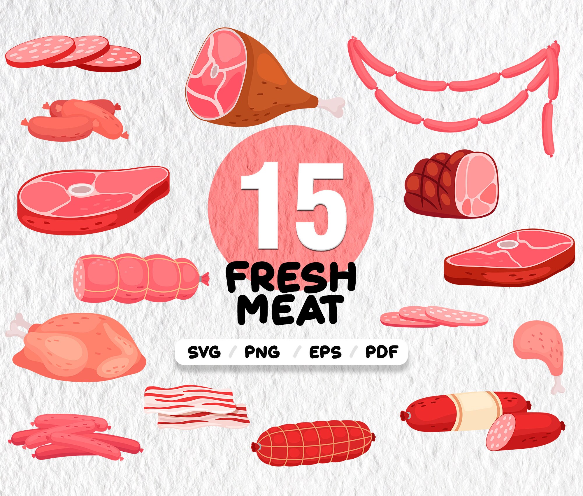MEAT Digital Clipart, Meat Vector Clip Art, Meat Print, Meat Image