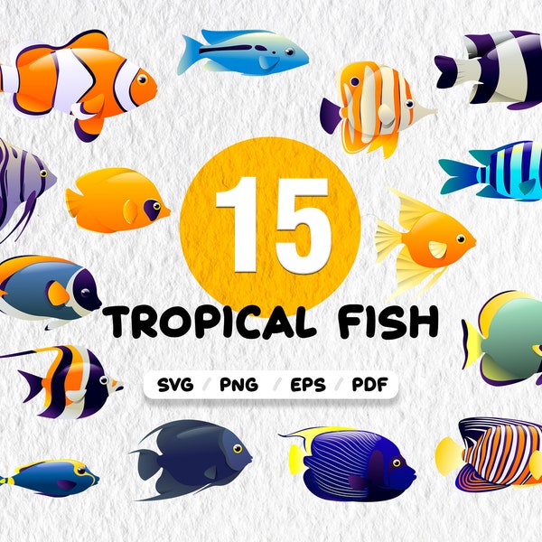 Tropical fish svg,Tropical Fish Clipart, fish svg, ocean svg, fish cut file, fish silhouette, tropical fish png,fish images,fishes print,svg