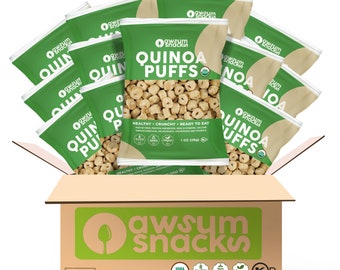 Organic Quinoa Puffs Cereal 1oz bag (12 bags) Vegan Gluten Free Puffed Quinoa Seeds Healthy Snacks Diabetic High Protein Snack (6)