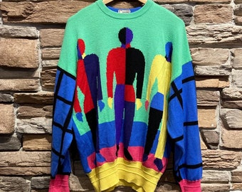 Vintage Gianni Versace Bright Knit Sweater | Vintage Sweater | Vintage 1991 Gianni Versace | Bright Colours | Men's Size L | SKU NPQ-1258S