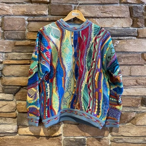 Vintage 3D Coogi Australia Multi-Coloured Wool Knit Crewneck Sweater | Vintage Knit Sweater | Pure Wool | Men&#39;s Size XS | SKU: NPQ-2111