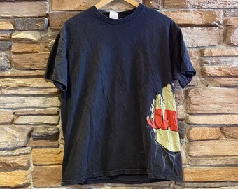 T-shirt noir à motif film « JAWS » vintage avec morsure de requin sur le côté | graphique vintage | Marque Tennessee River | Taille L | UGS : NPQ-2124S
