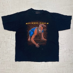 2004 Toby Maguire Spiderman 2 Promotional  T-Shirt | Graphic T-shirt | Baby Tee | Black T-shirt | Cotton | Youth Size M | SKU: M-3230S