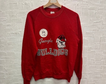 Vintage 1990 Georgia Bulldogs Red Graphic Sweatshirt | Vintage Sweatshirt | Georgia Bulldogs Sweatshirt | Size L | SKU NPC-1298S