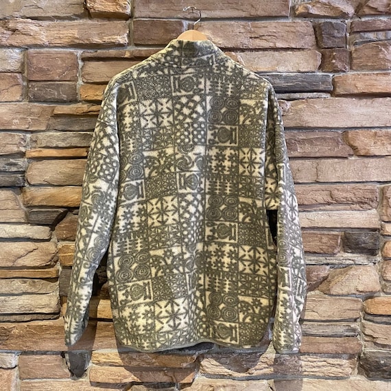 Vintage Patagonia Grey and White Geometric Pattern Snap-t Fleece