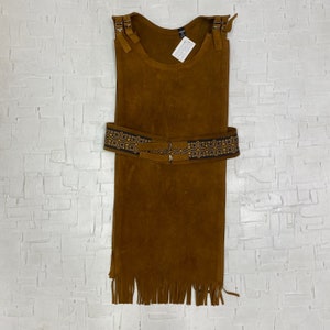 Vintage Leather Suede Vest/Apron with Tassel Fringe and Belt by Rager | Vintage Vest | Leather | Suede | Made in Canada | SKU M-2049 |