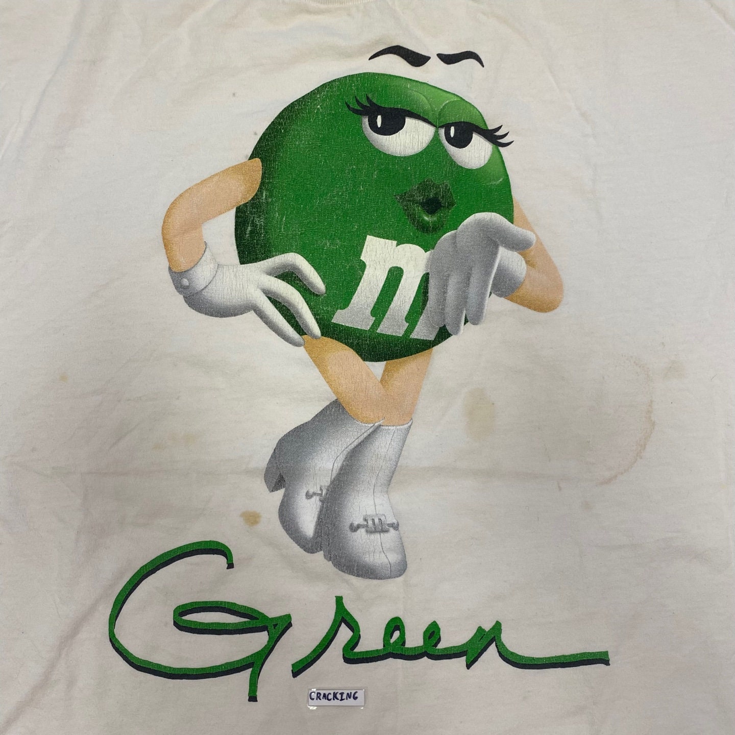 Vintage Cotton White Tshirt With Green MM on Front Vintage Etsy