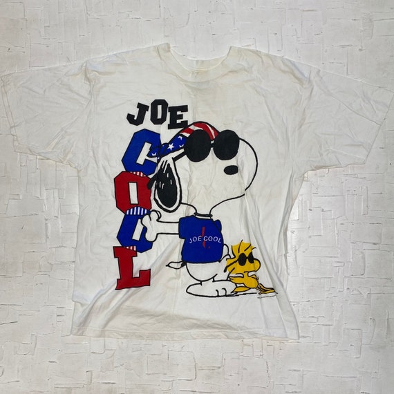 Vintage Joe Cool Snoopy and Woodstock White T-shirt |… - Gem