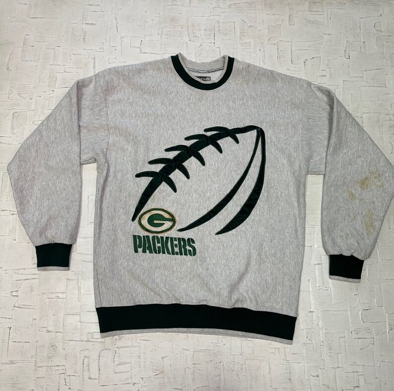 Vintage Embroidered Grey and Black NFL Green Bay Packers Sweatshirt ...