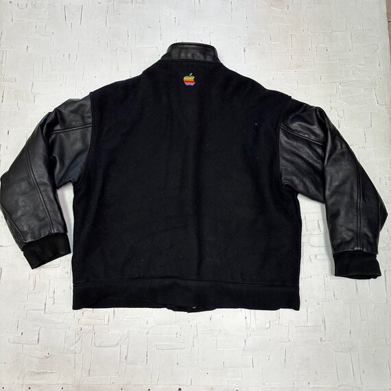 Vintage Apple Employee Leather Bomber Jacket With Rainbow Vintage Apple Employee Leather Bomber Jacket With Rainbow