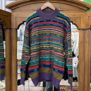 Vintage 3D Knit Multi-Colour Sweater | Vintage Sweater | Coogi-Like Sweater | Funky Knit Sweater | 80&#39;s Style Sweater | SKU NPC-2451 |