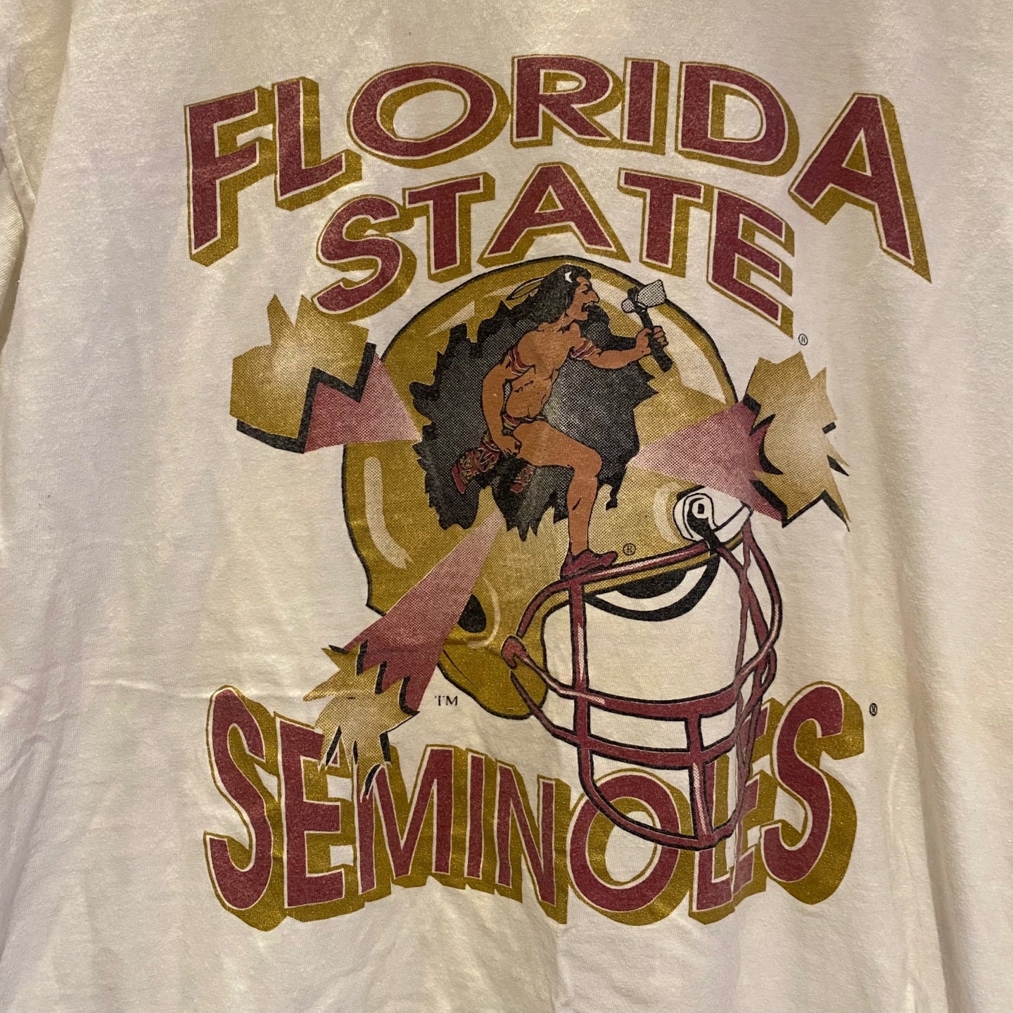 T-shirt Vintage Homme Florida State Seminoles FSU - Années 90 - Gris évasé Taille XL