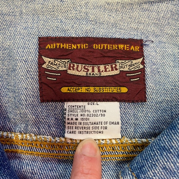 Vintage Light Blue Faded Rustler Denim Jacket | V… - image 3
