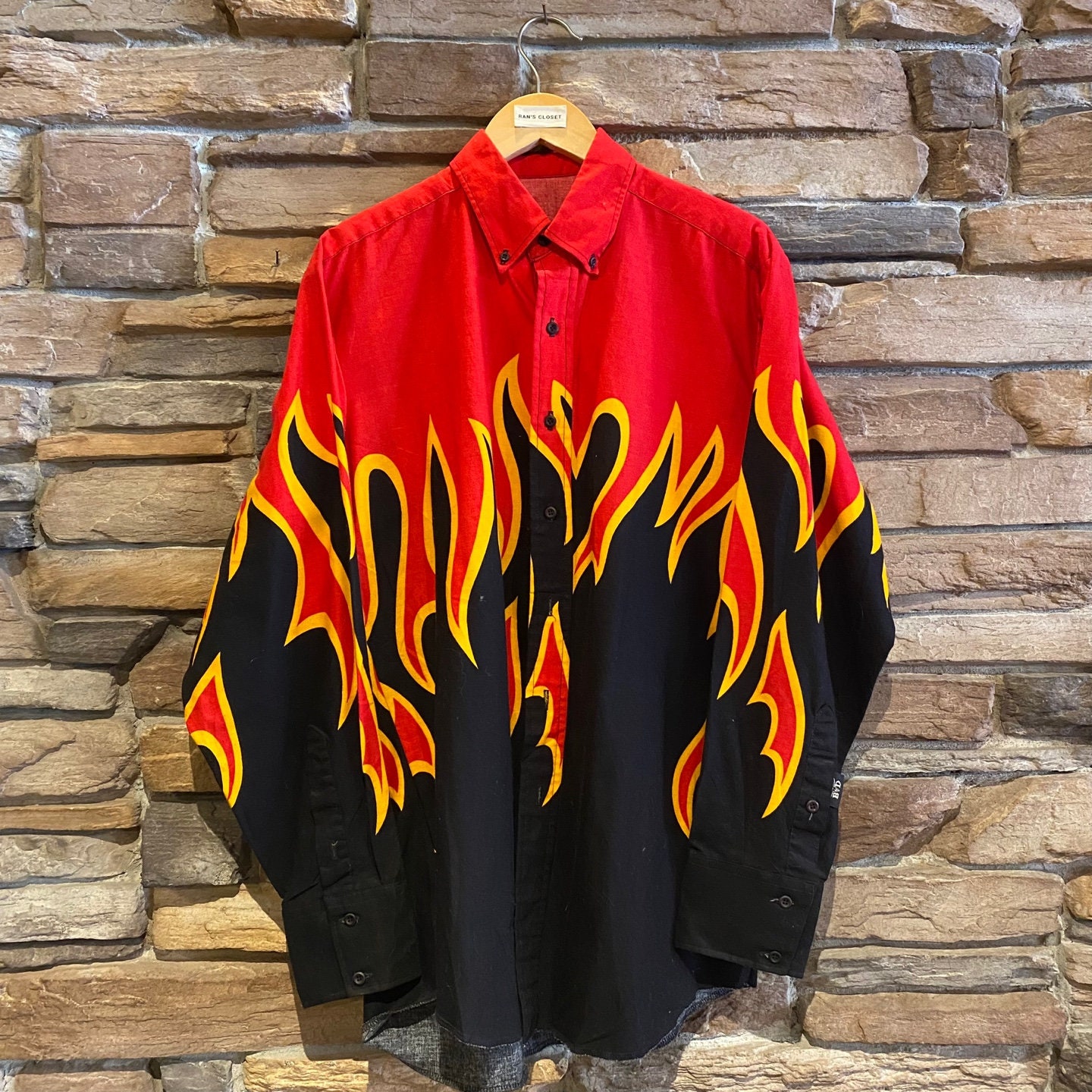 Vintage Brooks Dunn Bright Red Flame Button up Shirt Vintage
