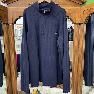 Vintage Polo Jeans Co. Ralph Lauren Navy Half Zip Sweater | Vintage Sweater | Vintage Polo Sweater | Ralph Lauren | Size XXL | SKU NPC-2394