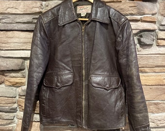 Vintage 60s Hercules by Sears Horse Hide Leather Jacket | Vintage Jacket | Brown Leather Jacket | Lined Jacket | Size 40 | SKU STQ-3387