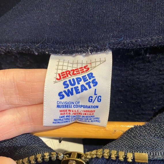 Vintage Jerzees Super Sweats Navy Quarter Zip USA… - image 3