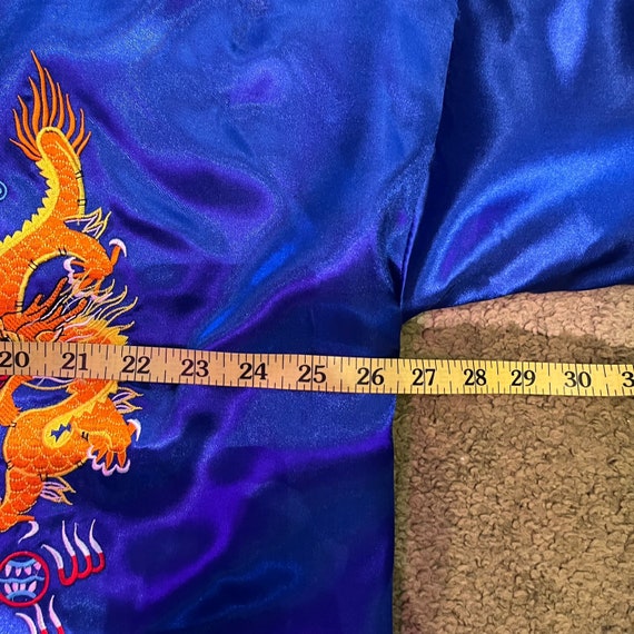 Vintage Blue Satin Dragon Embroidered Full Length… - image 9