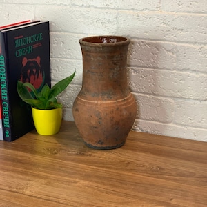 Ancient clay pot, Antique clay vessel, Rustic ceramic bowl, Pottery jug, Primitive rustic earthenware, Black Wabi Sabi Pot, ceramic vase #77