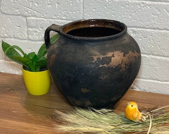 Ancient Old Clay Pot, Antique Clay Vessel, Rustic ceramic bowl, Pottery jug, Primitive rustic earthenware, Home decor, pottery, Wabi Sabi 24