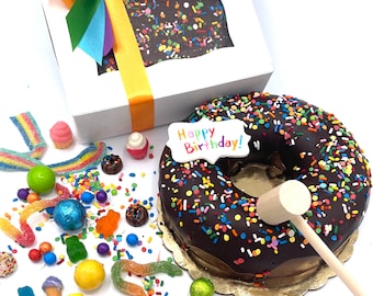 7 In&quot; Smash Donut filled with themed Candy, Premium Belgian Chocolate, Hammer Included!