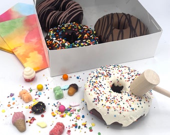 4 Pack Of 4 In&quot; Smash Donuts filled with Candy, Hammer Included!