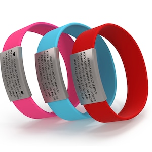 Kids medical id bracelet, Kids id tags, Kids safety id bracelet, Autism bracelet
