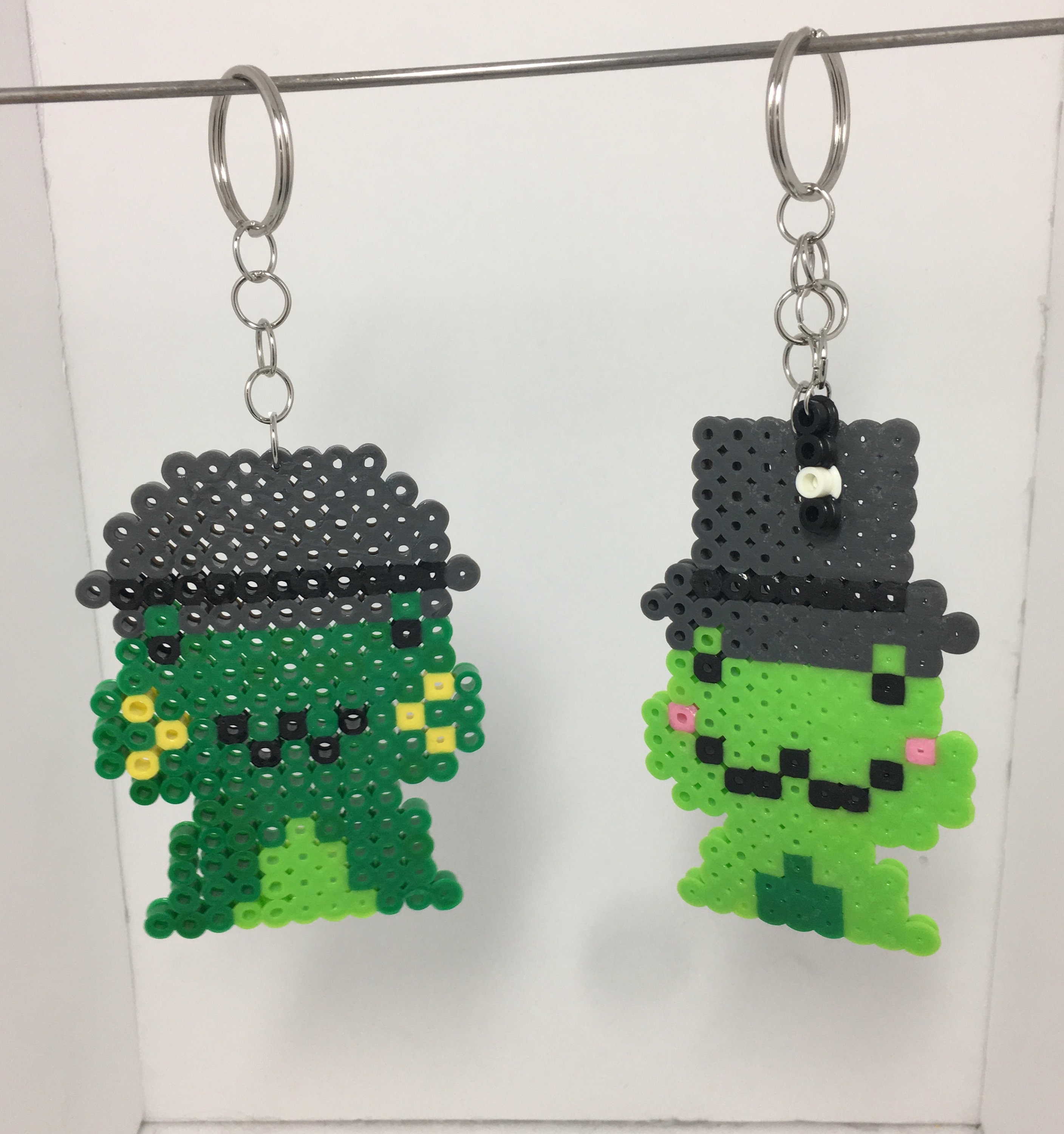 Cute Frog Perler Bead Keychains Frog Keychains Large Keychain Etsy
