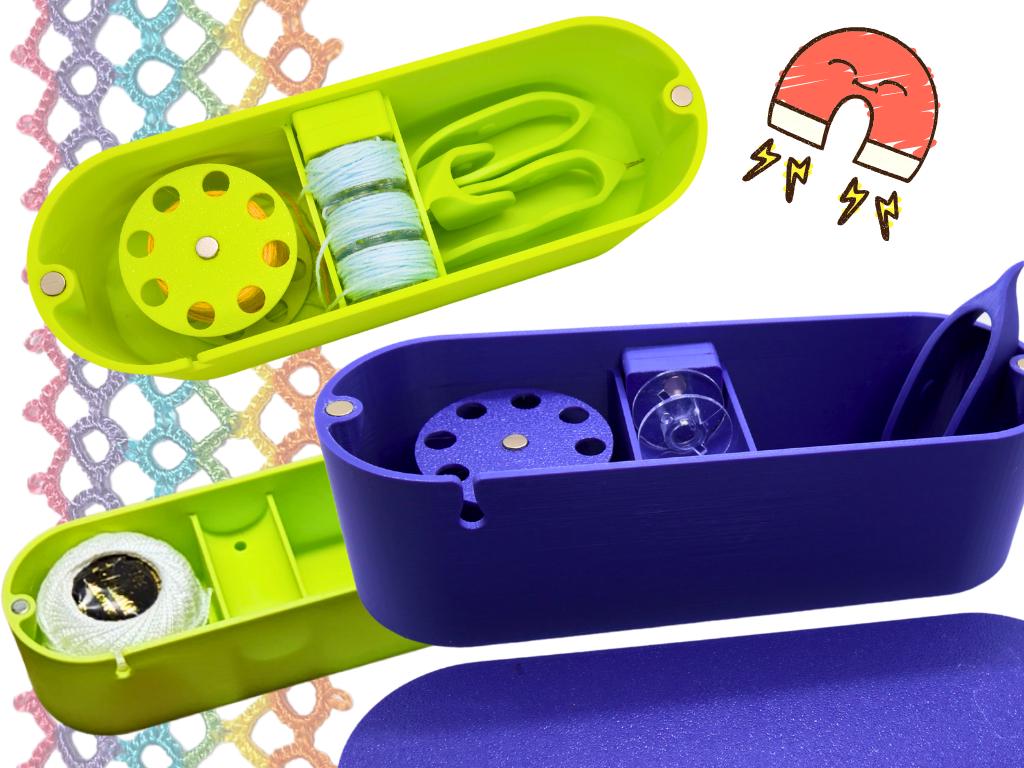 Tatting Tidy - Functional magnetic storage container for bringing your tatting with you, wherever you go.