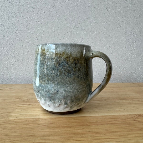 12oz ceramic mug, handmade mug, textured blue ceramic mug, light blue mug