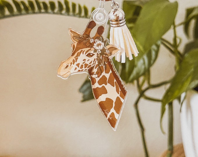 Giraffe 2.5x2.5in. keychain, Floral, Spots, Endangered Animals, Africa, accessories, safari, animal, cute animal