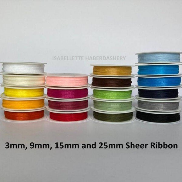 Sheer Organza Ribbon 3 mm 9 mm 15 mm 25 mm Narrow/ Thin Ribbon, Gift Wrapping Ribbon Christmas Ribbon Decoration Christmas Wrapping Accessory