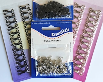 Size 0,1,2,3 Hook and Eye Fasteners, Silver Black Hooks and Eyes Fastener