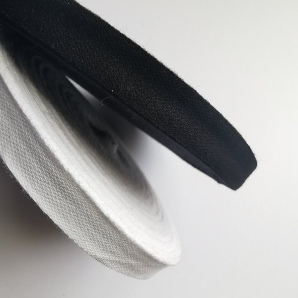 13mm 19mm 25mm 100% Cotton Tape, Cotton Bunting Tape, Cotton Ribbon Black White, Tape For Bunting, Parcel Tie Gift Wrap Ribbon