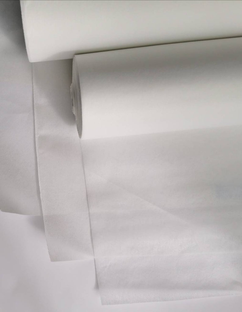 75 cm mellanlägg Strykbart vitt smältbart non-woven Lättviktigt medelviktigt kraftigt mellanlägg, tygbaksida, tygförstyvning, smältning bild 3