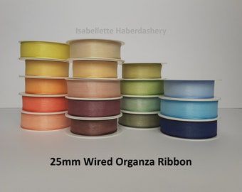 Wired Organza Ribbon 25 mm, 2 m or 25 m roll Sheer, Gift Wrapping Accessory Wide Gift Ribbon Christmas Ribbon Christmas Wrapping Accessory