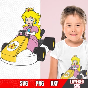 マリオカート SVG、ピーチ姫、色別にレイヤー化、簡単カット、クリカット、シルエット、即時ダウンロード、高品質画像