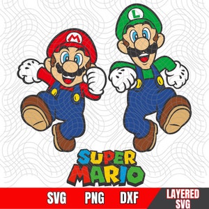 Super Mario Svg, Warstwowe według koloru, Łatwe cięcie, Cricut, Sylwetka, Natychmiastowe pobieranie, Sublimacja, Obrazy wysokiej jakości