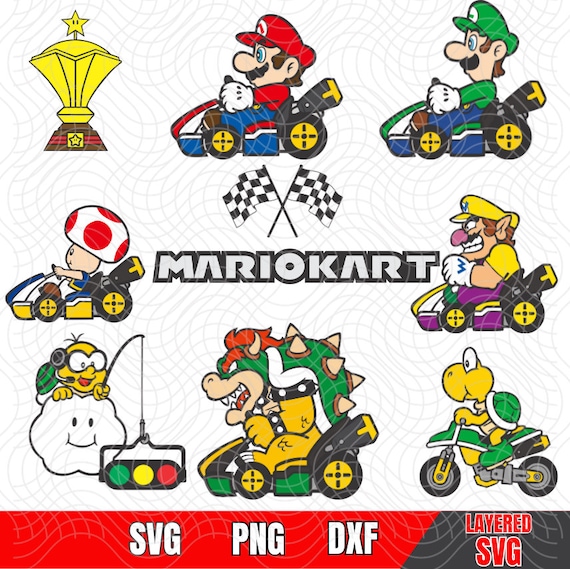 マリオカート SVG バンドル: Cricut、Sublimation 用レイヤーカット
