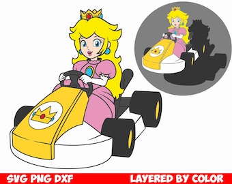 Princess Peach Mario Kart SVG: Layered Easy Cut Files (Digital Download)