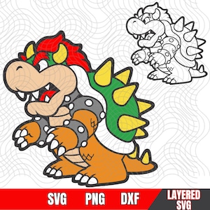 Bowser inspiriert SVG, geschichtet nach Farbe, Easy Cut, Cricut, Silhouette, Instant Download, hochwertige Bilder